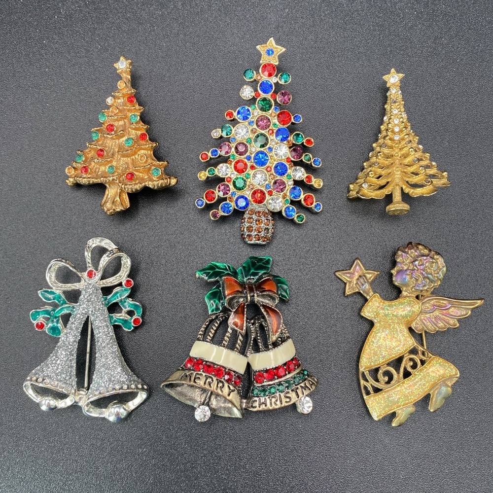 Unsigned Mixed Metal Brooches Lot Vintage Multicolor OS